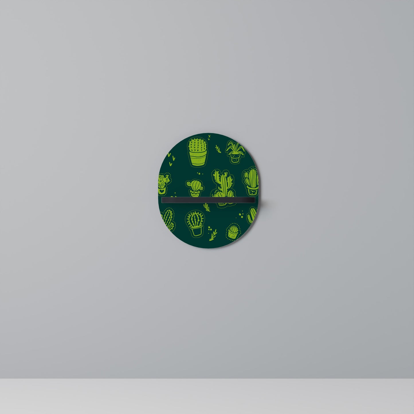 DESERT GREEN Oval Art Shelf In Black Finish