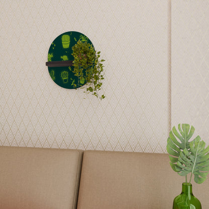 DESERT GREEN Oval Art Shelf In Black Finish