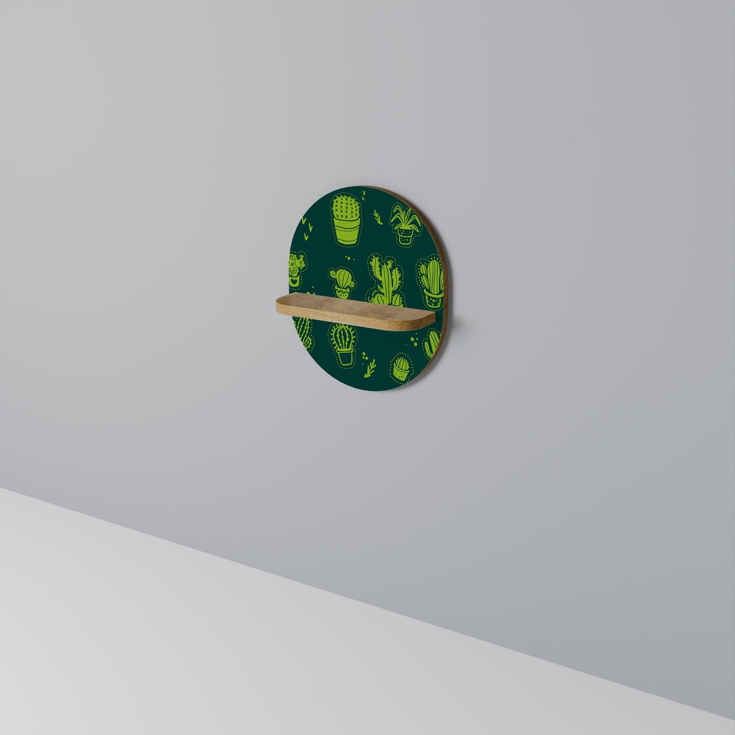 DESERT GREEN Oval Art Shelf In Oak Effect