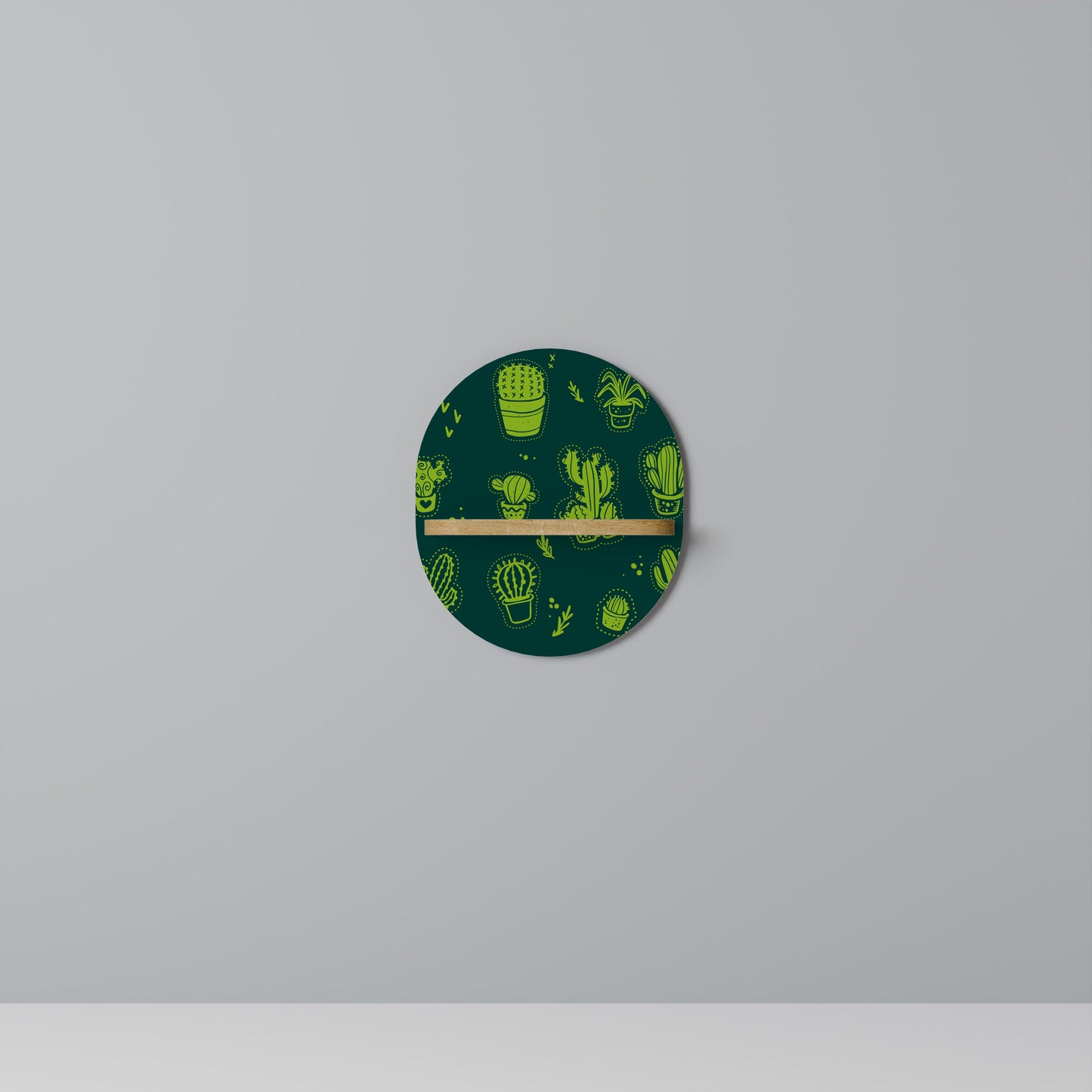 DESERT GREEN Oval Art Shelf In Oak Effect