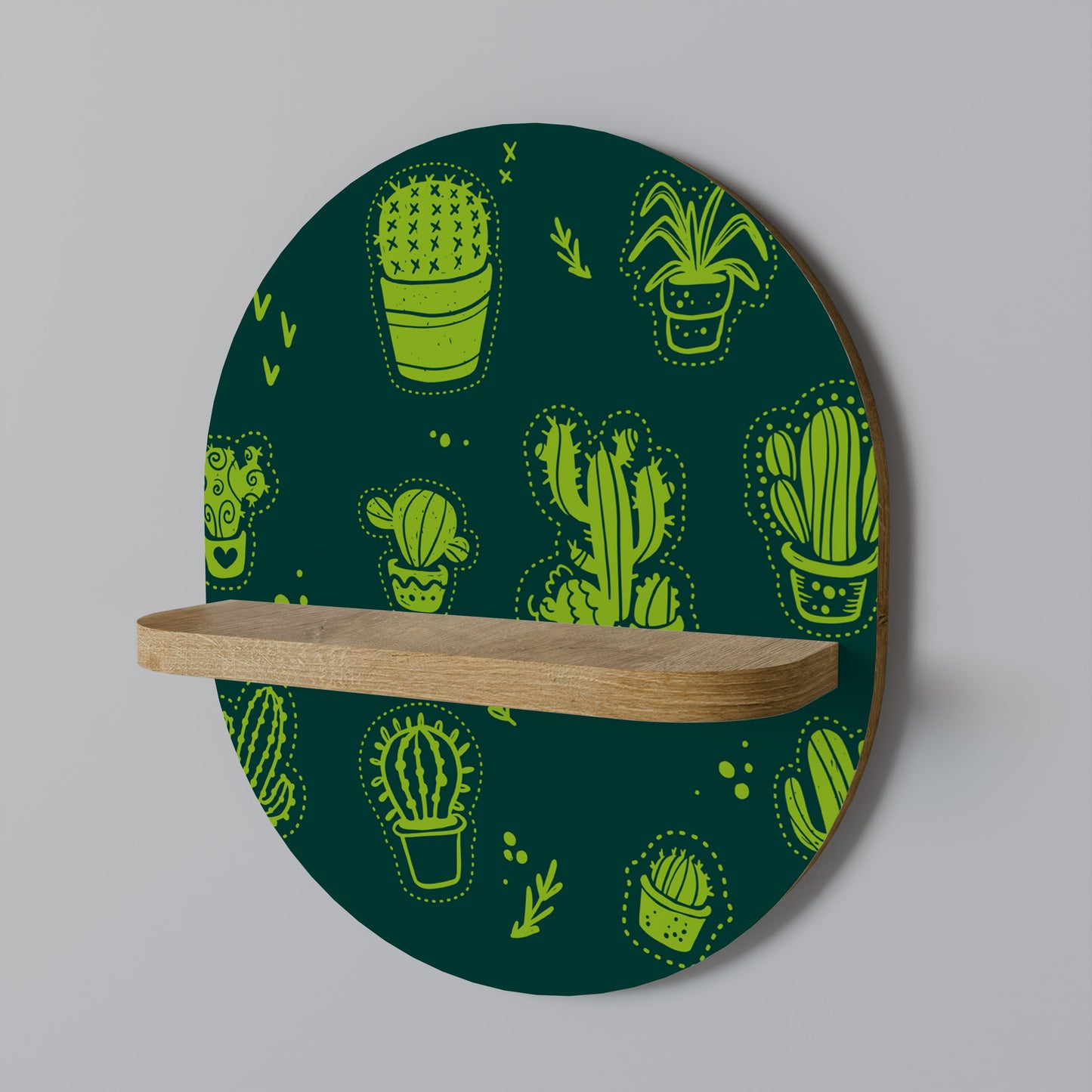 DESERT GREEN Oval Art Shelf In Oak Effect
