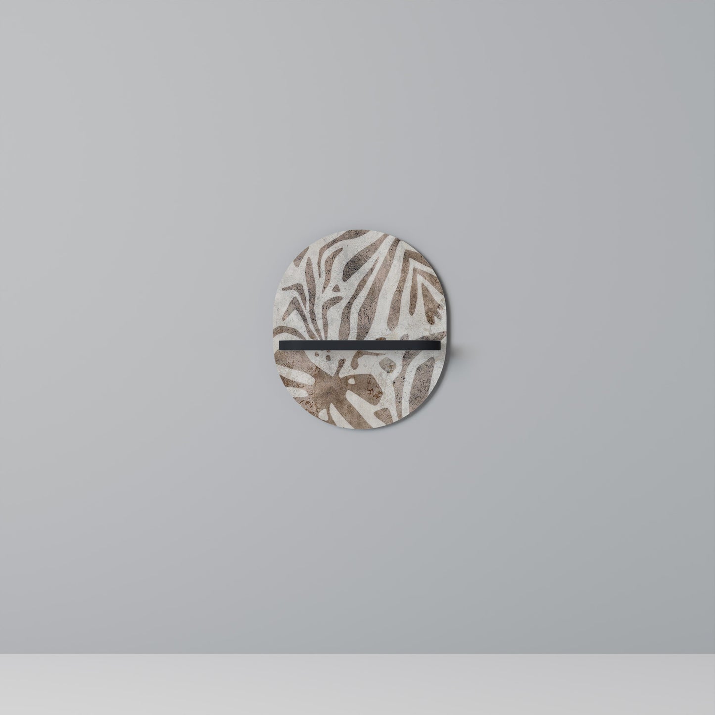 PASSING TIME Oval Art Shelf In Black Finish