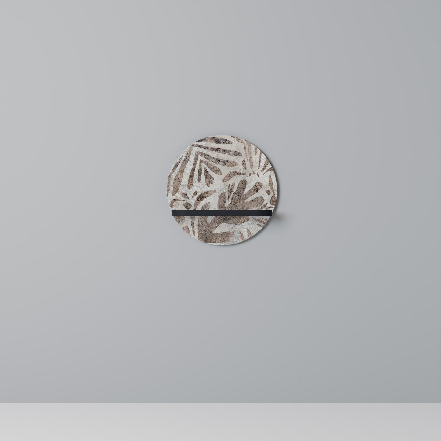 PASSING TIME Round Art Shelf In Black Finish