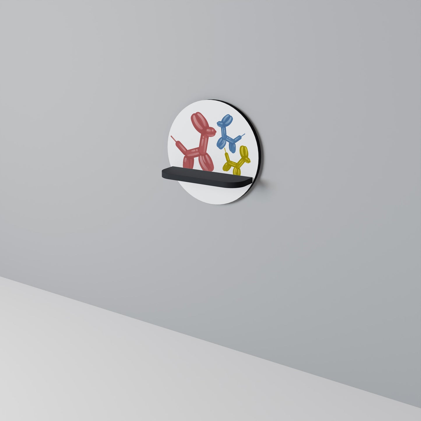 CHILDHOOD MEMORY Round Art Shelf In Black Finish