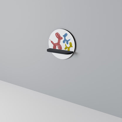 CHILDHOOD MEMORY Round Art Shelf In Black Finish