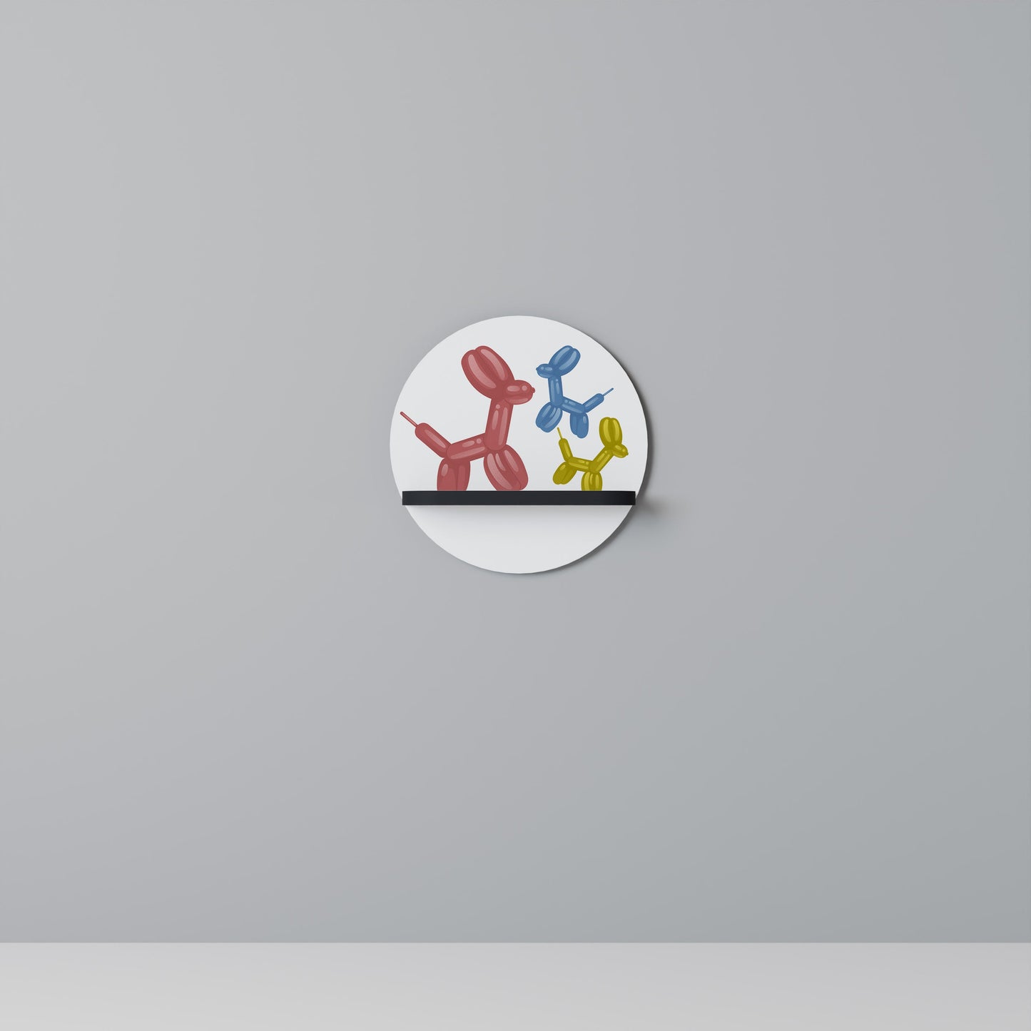 CHILDHOOD MEMORY Round Art Shelf In Black Finish