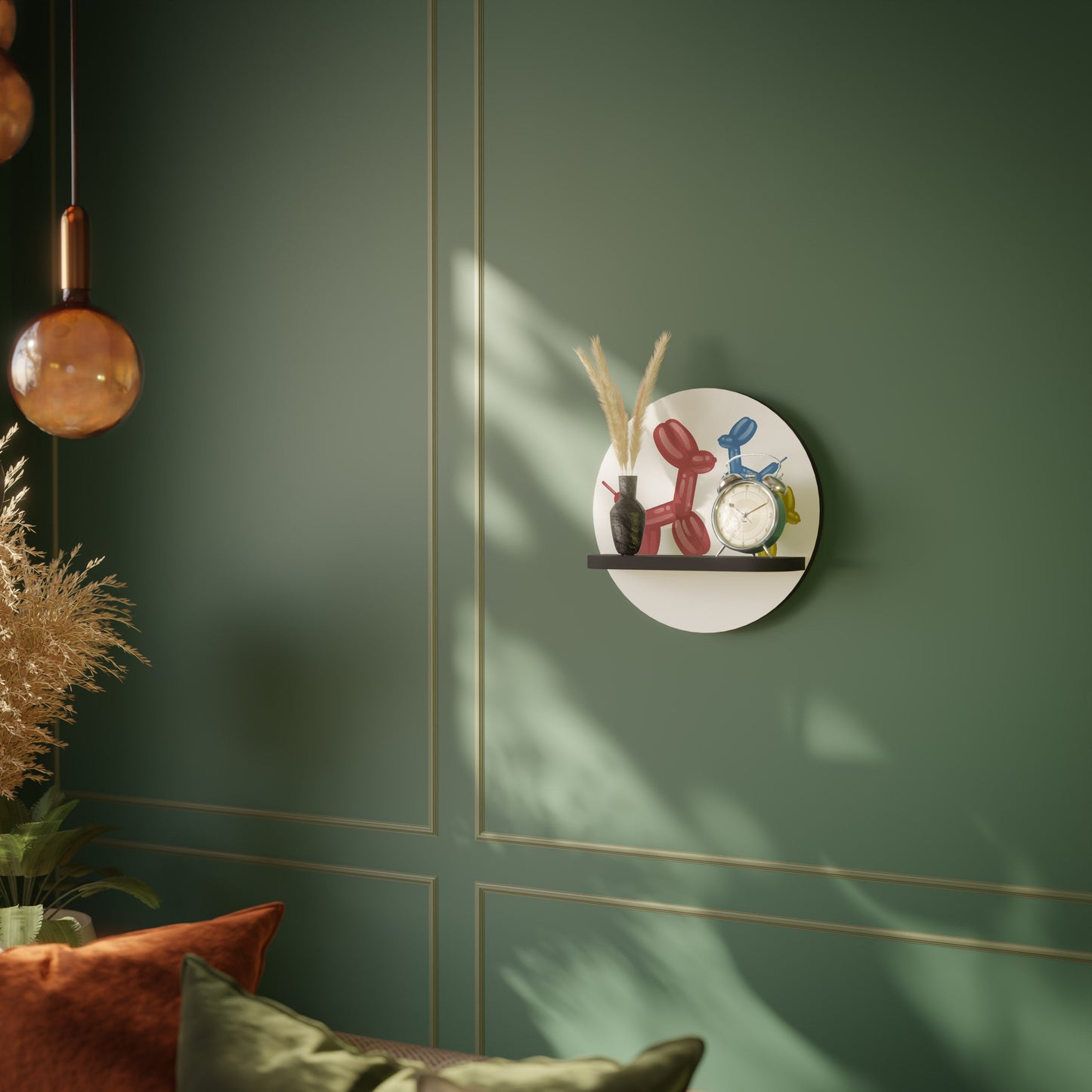 CHILDHOOD MEMORY Round Art Shelf In Black Finish