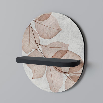 AUTUMN FRAGILITY Oval Art Shelf In Black Finish