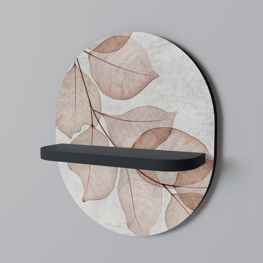 AUTUMN FRAGILITY Oval Art Shelf In Black Finish