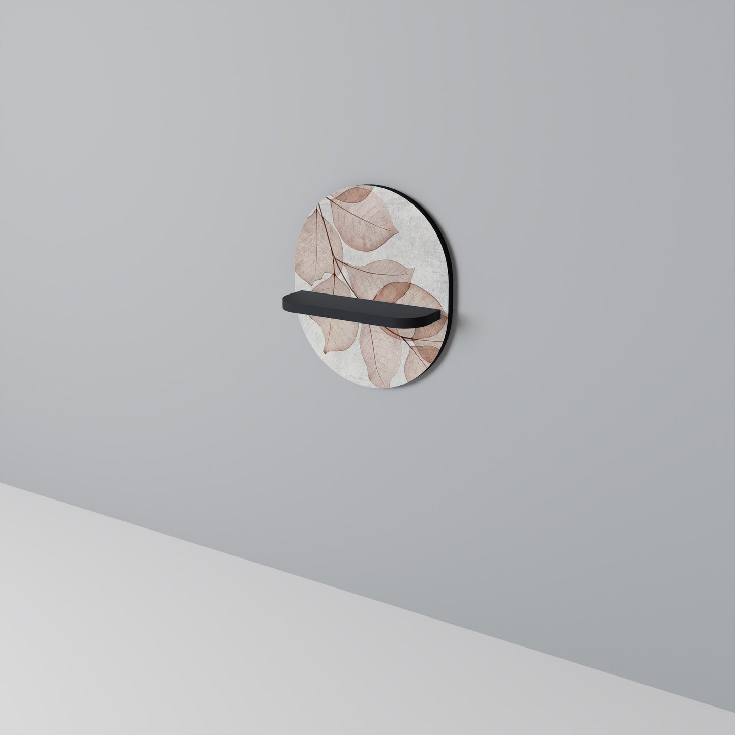 AUTUMN FRAGILITY Oval Art Shelf In Black Finish