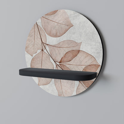 AUTUMN FRAGILITY Round Art Shelf In Black Finish