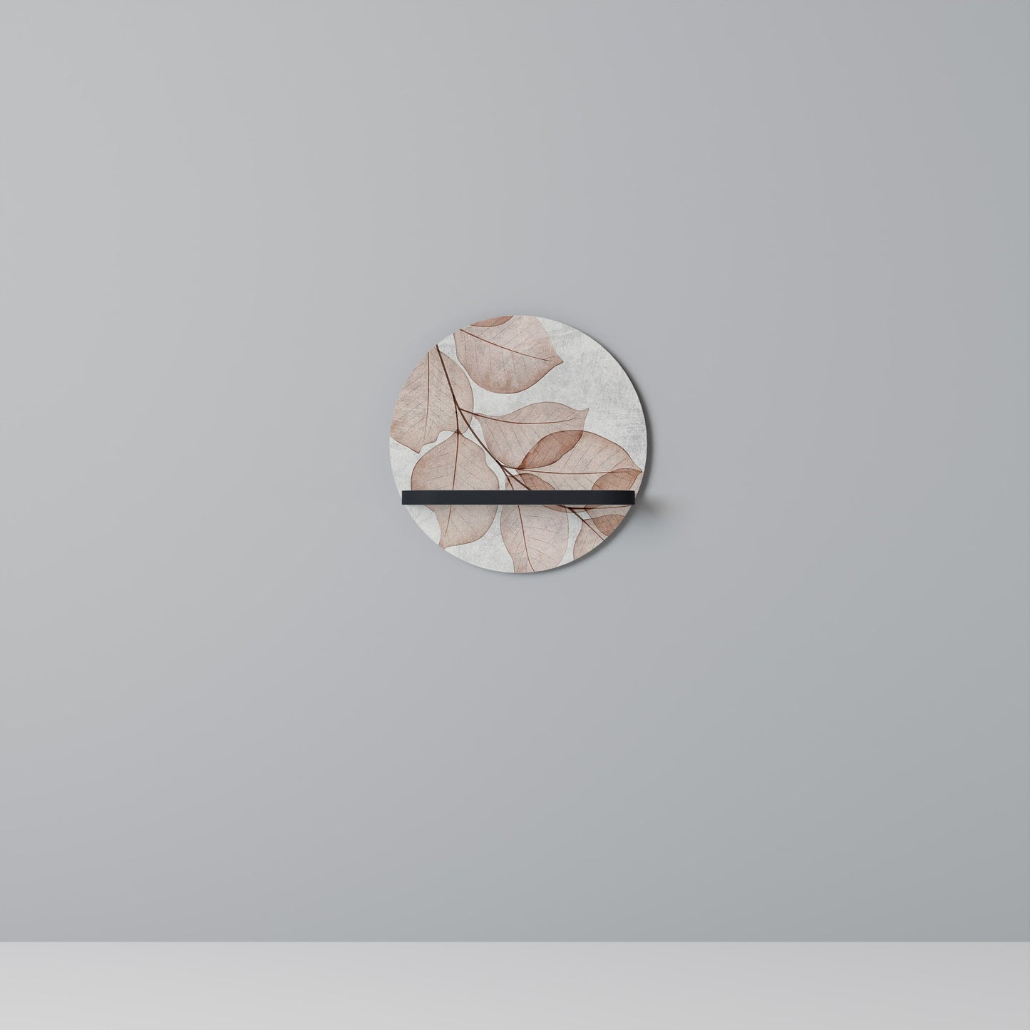 AUTUMN FRAGILITY Round Art Shelf In Black Finish