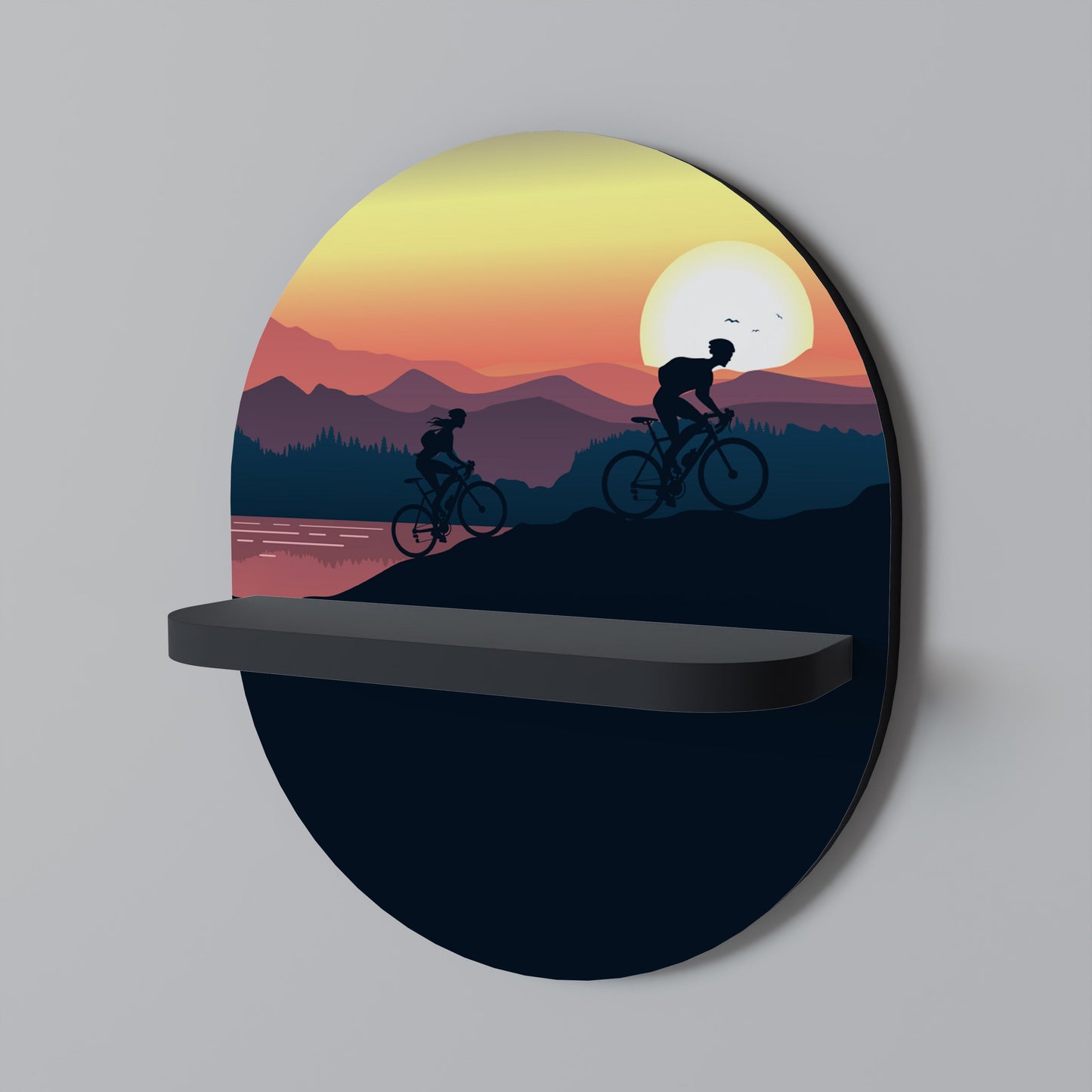 CYCLING HORIZON Oval Art Shelf In Black Finish