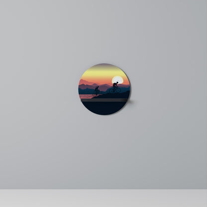 CYCLING HORIZON Round Art Shelf In Black Finish