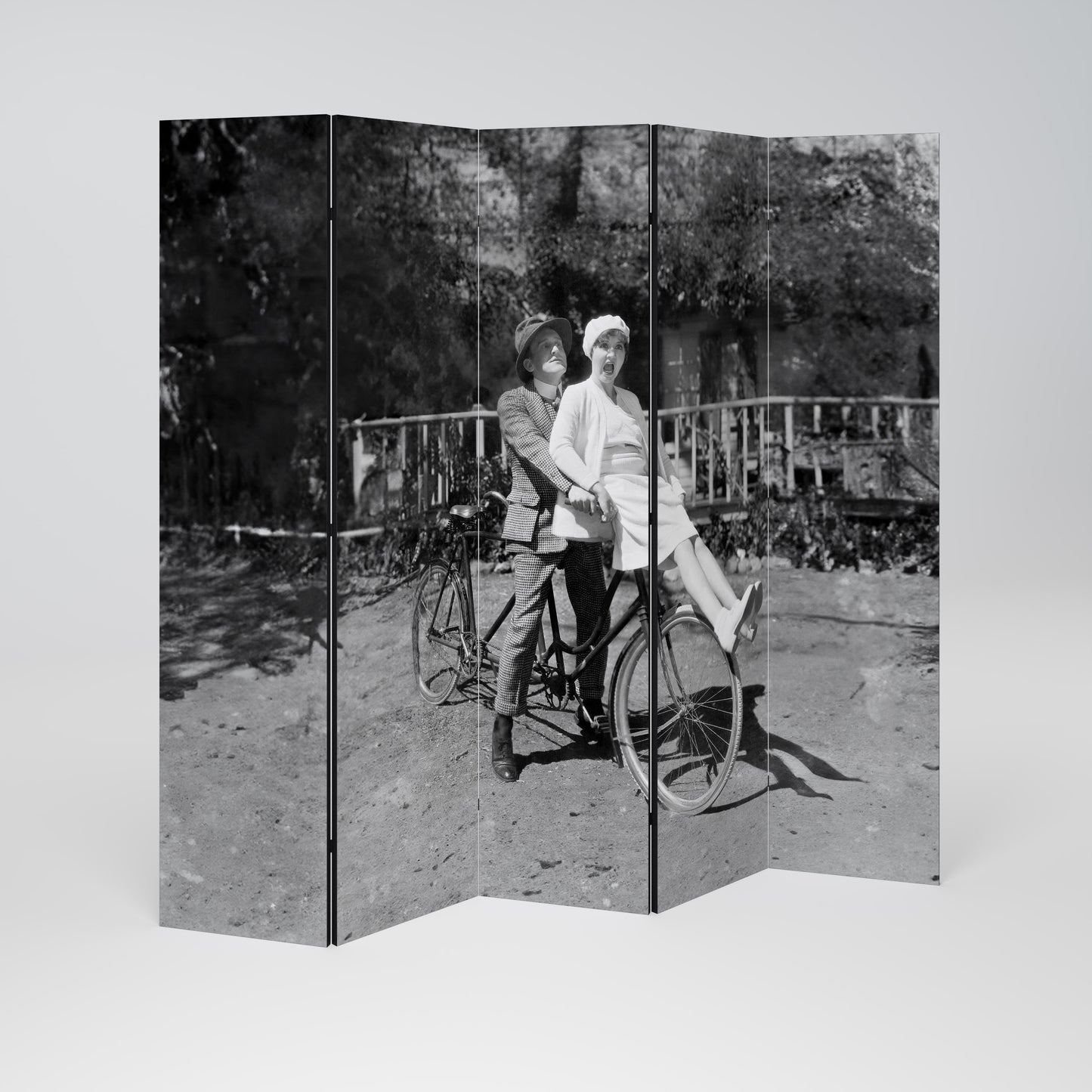 RIDING THROUGH TIME Decorative 5-Panel Room Divider