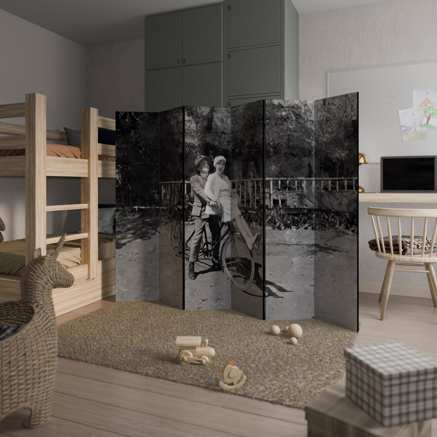 RIDING THROUGH TIME - Divisorio decorativo per ambienti a 6 pannelli