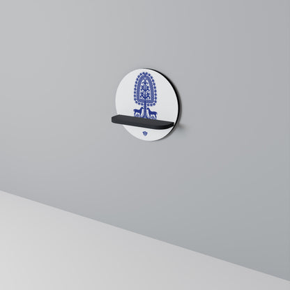 POLISH FOLK ART Round Art Shelf In Black Finish