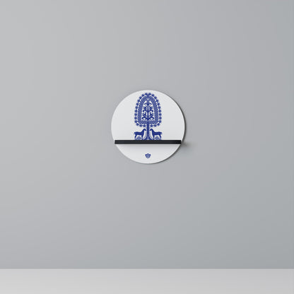 POLISH FOLK ART Round Art Shelf In Black Finish