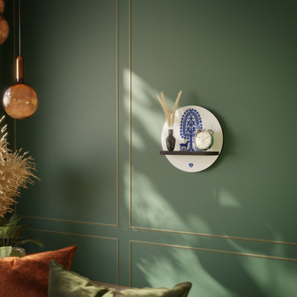 POLISH FOLK ART Round Art Shelf In Black Finish