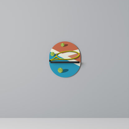 TENNIS ESSENTIALS Oval Art Shelf In Black Finish