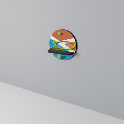 TENNIS ESSENTIALS Round Art Shelf In Black Finish