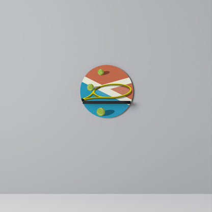 TENNIS ESSENTIALS Round Art Shelf In Black Finish