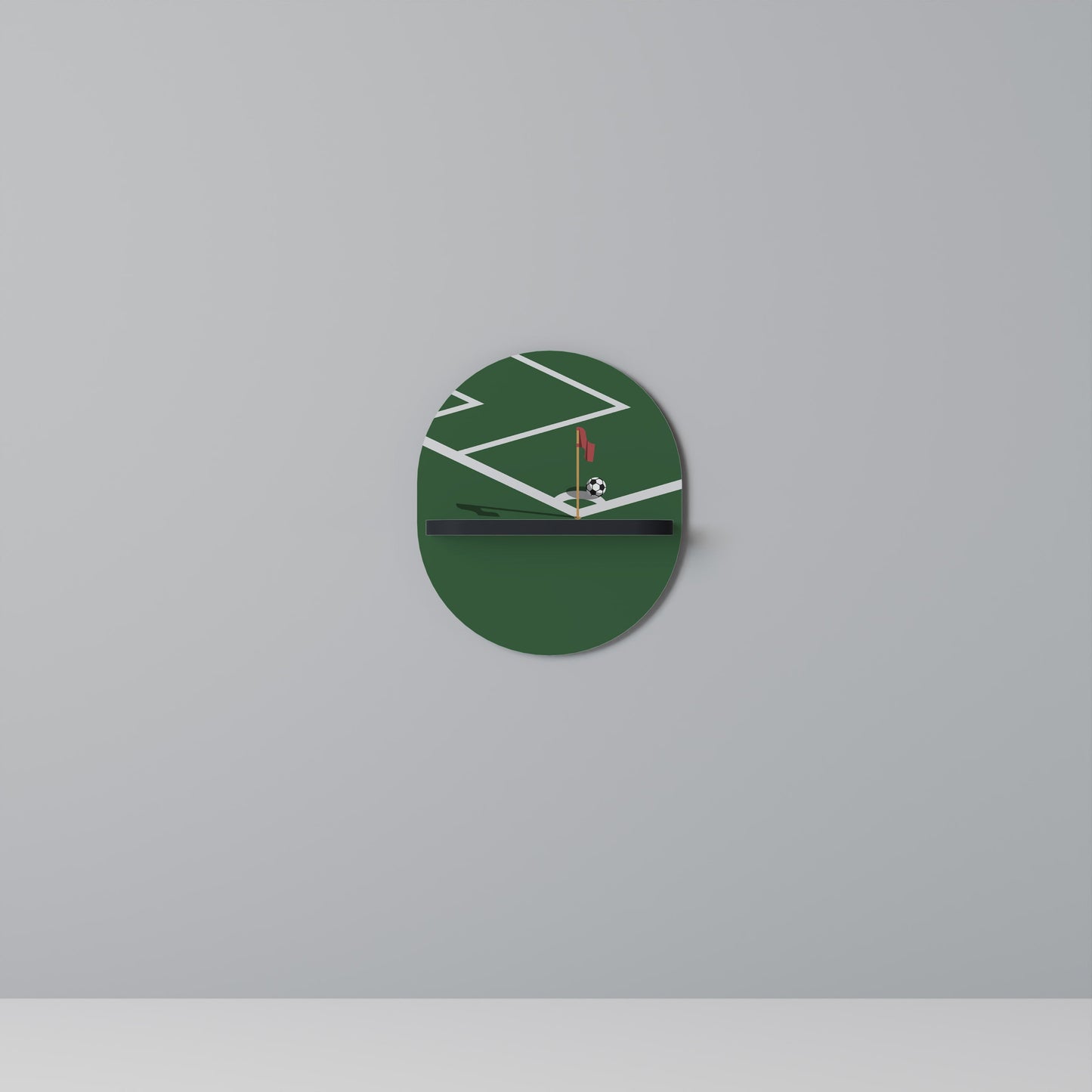 FOOTBALL ACTION Oval Art Shelf In Black Finish