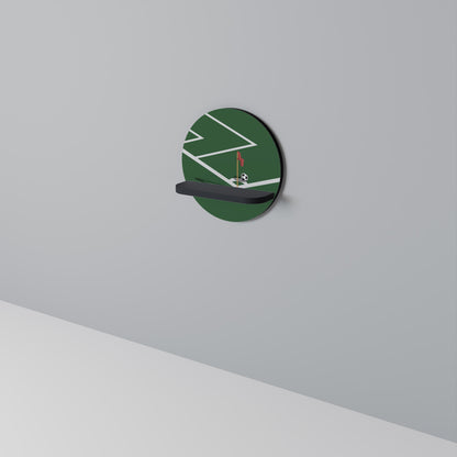 FOOTBALL ACTION Round Art Shelf In Black Finish