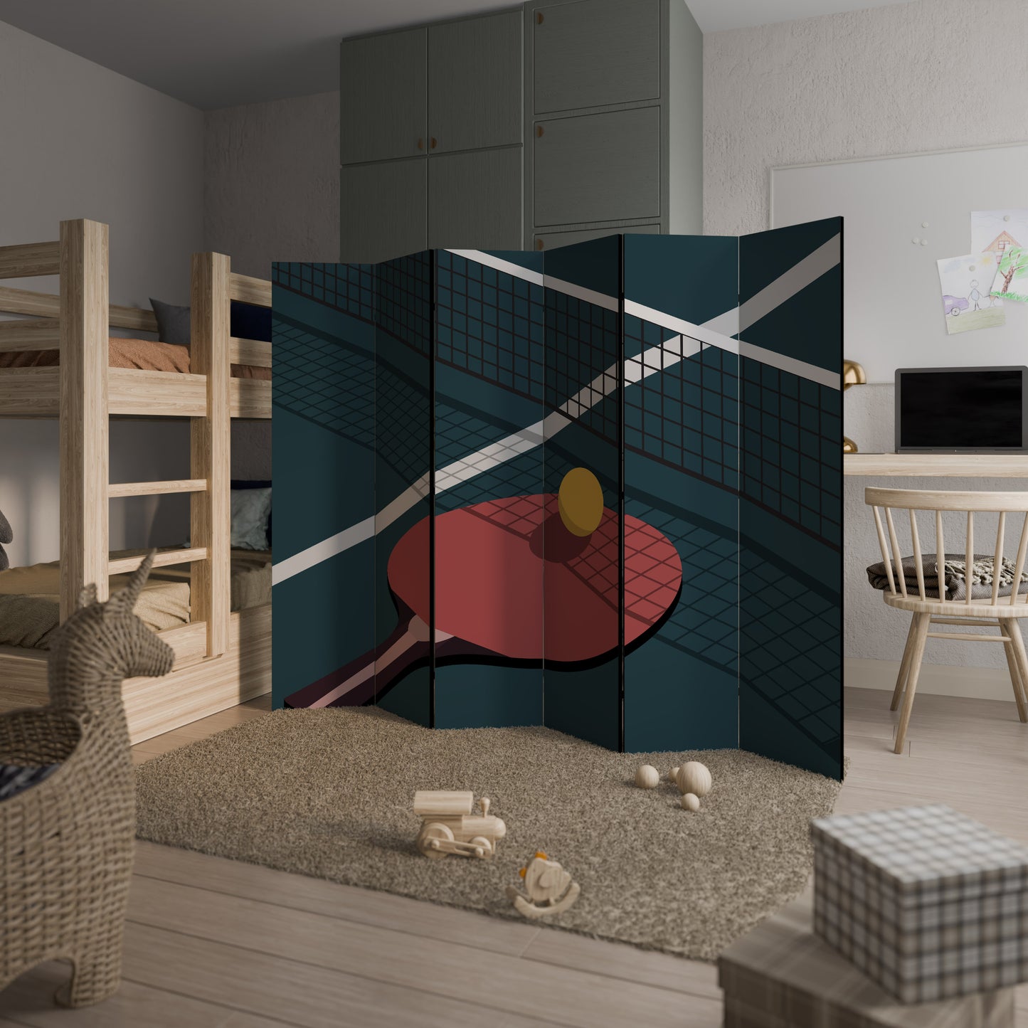 PING-PONG GAME Divisorio decorativo per ambienti a 6 pannelli