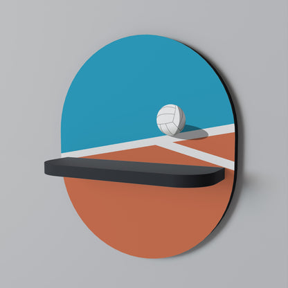 VOLLEYBALL TIME Oval Art Shelf In Black Finish