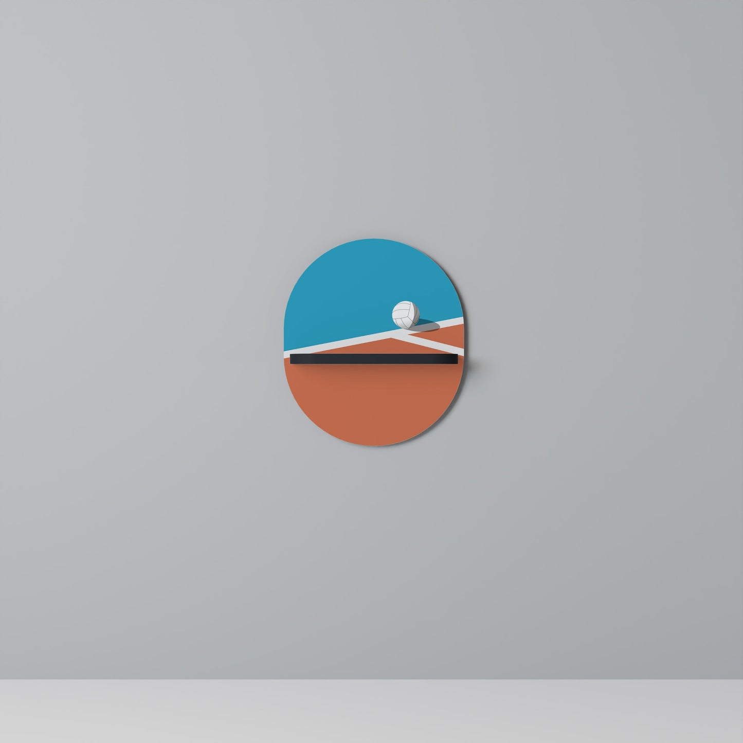 VOLLEYBALL TIME Oval Art Shelf In Black Finish