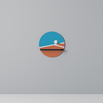 VOLLEYBALL TIME Round Art Shelf In Black Finish