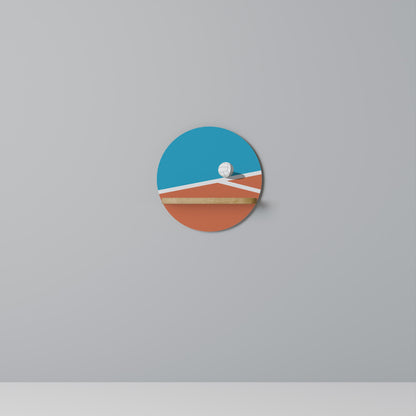 VOLLEYBALL TIME Round Art Shelf In Oak Effect