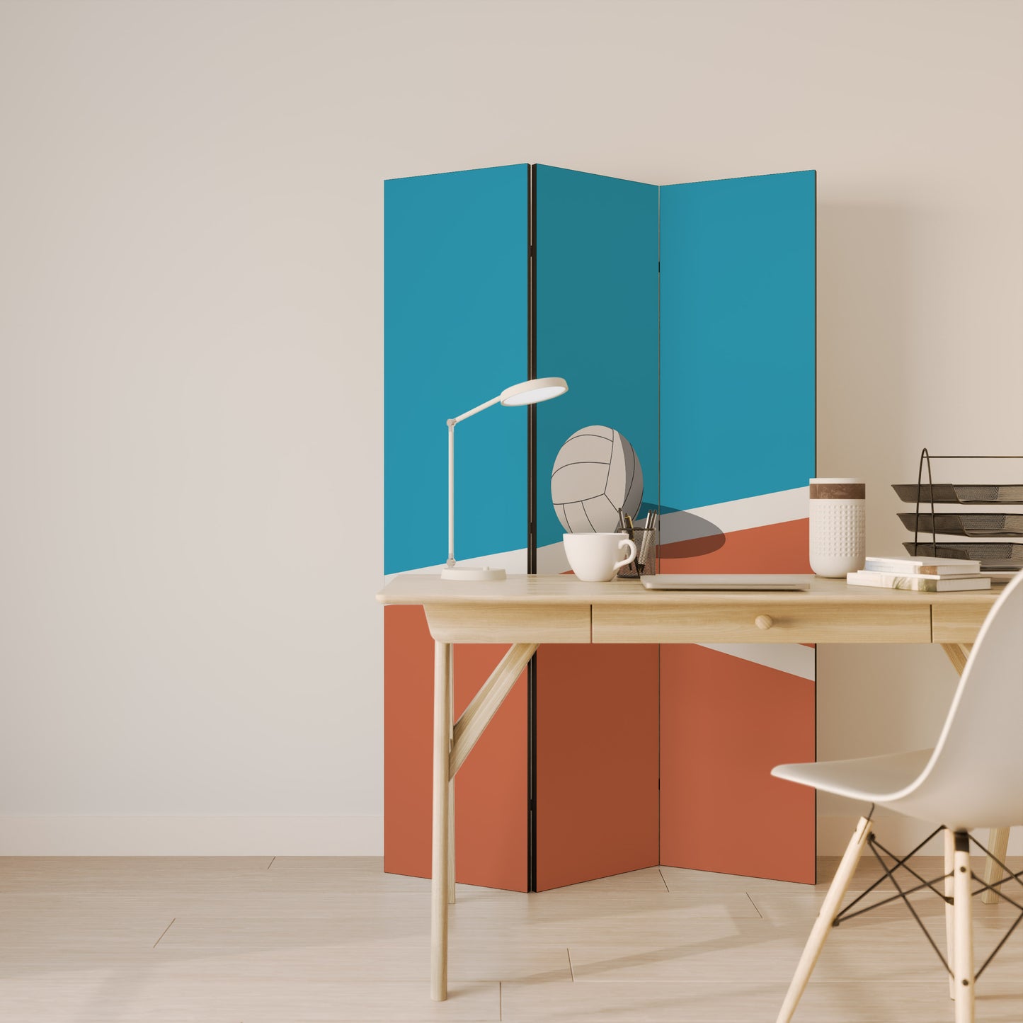 VOLLEYBALL TIME Decorative 3-Panel Room Divider