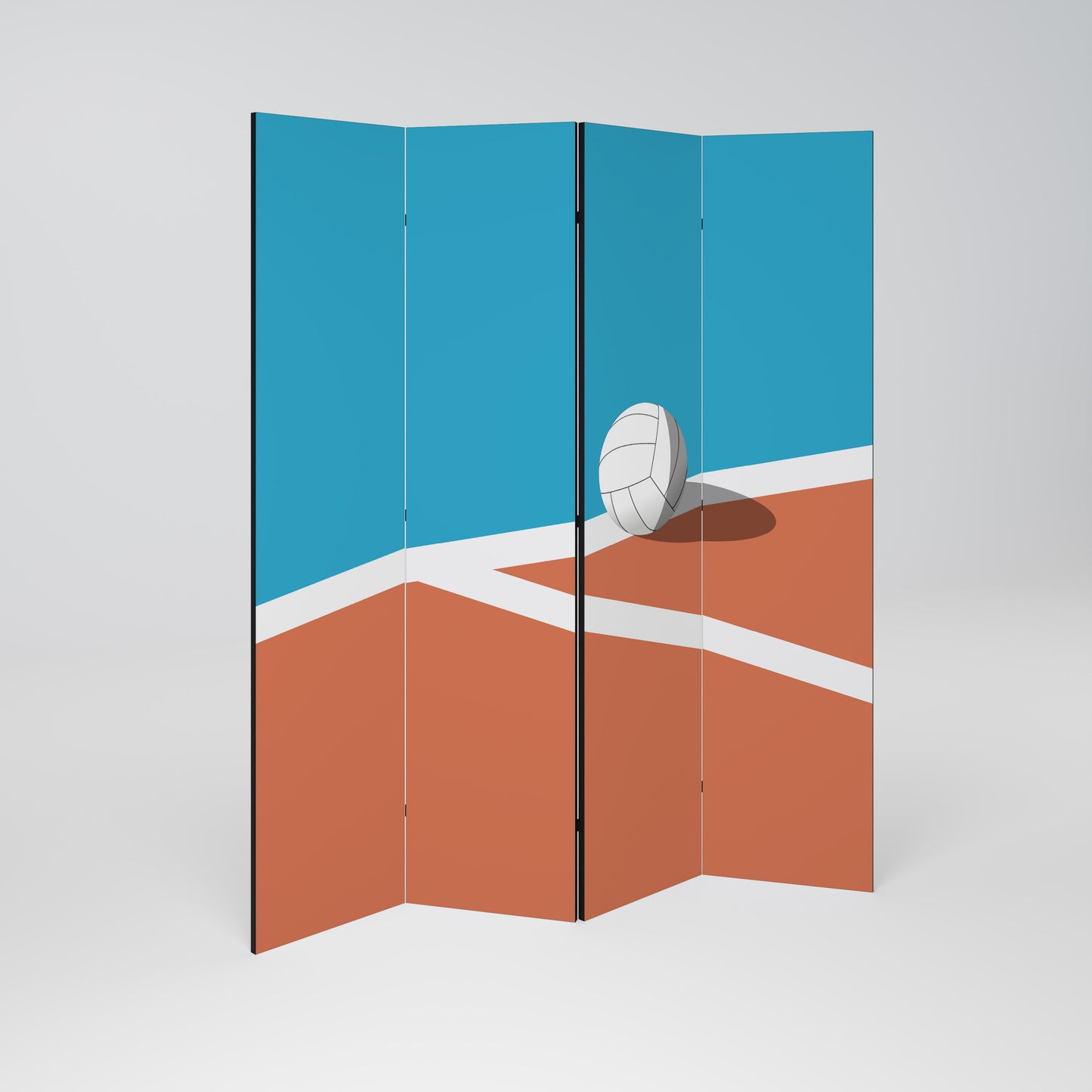 VOLLEYBALL TIME Decorative 4-Panel Room Divider