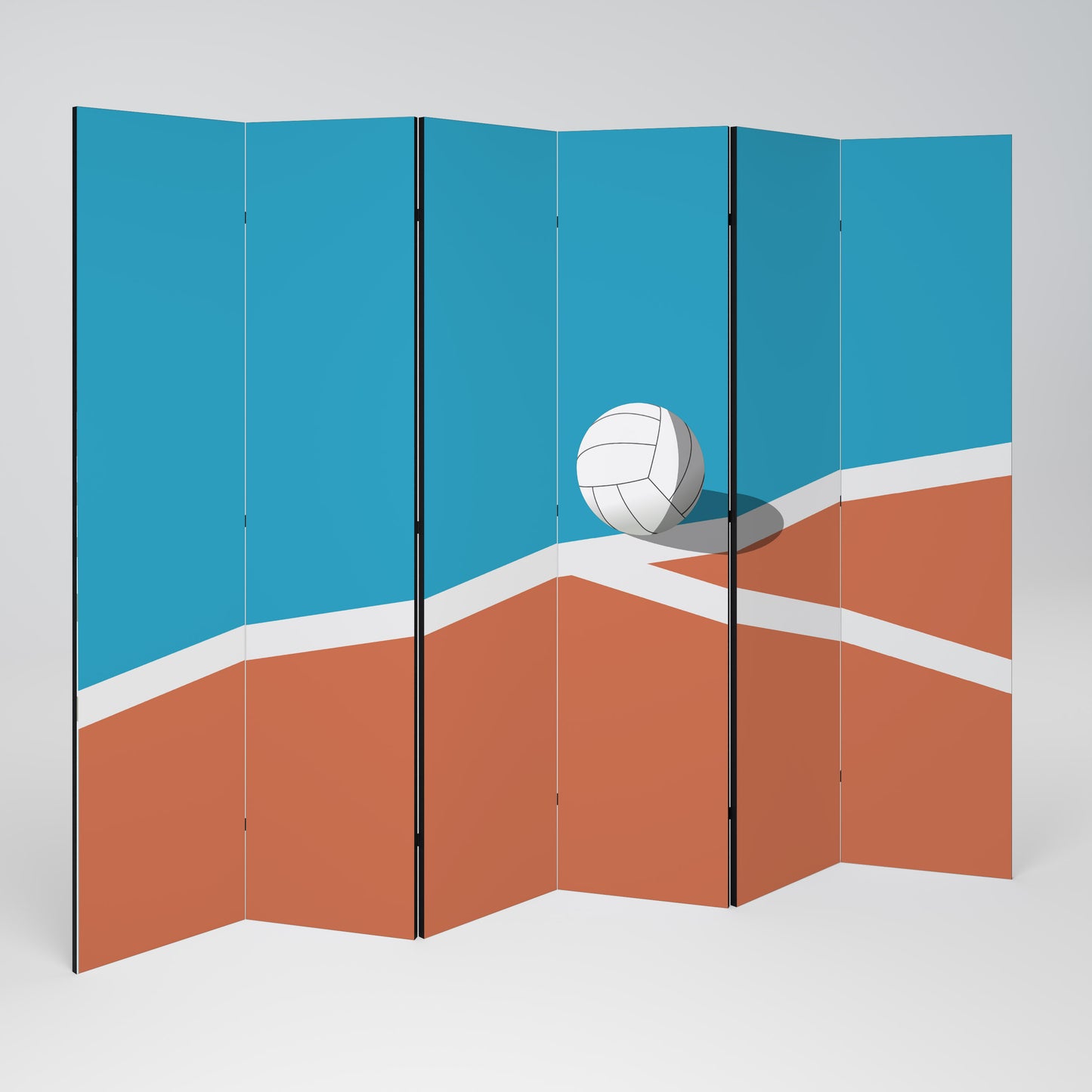 VOLLEYBALL TIME Decorative 6-Panel Room Divider