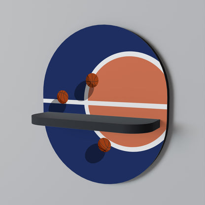 BASKETBALL CHALLENGE Oval Art Shelf In Black Finish