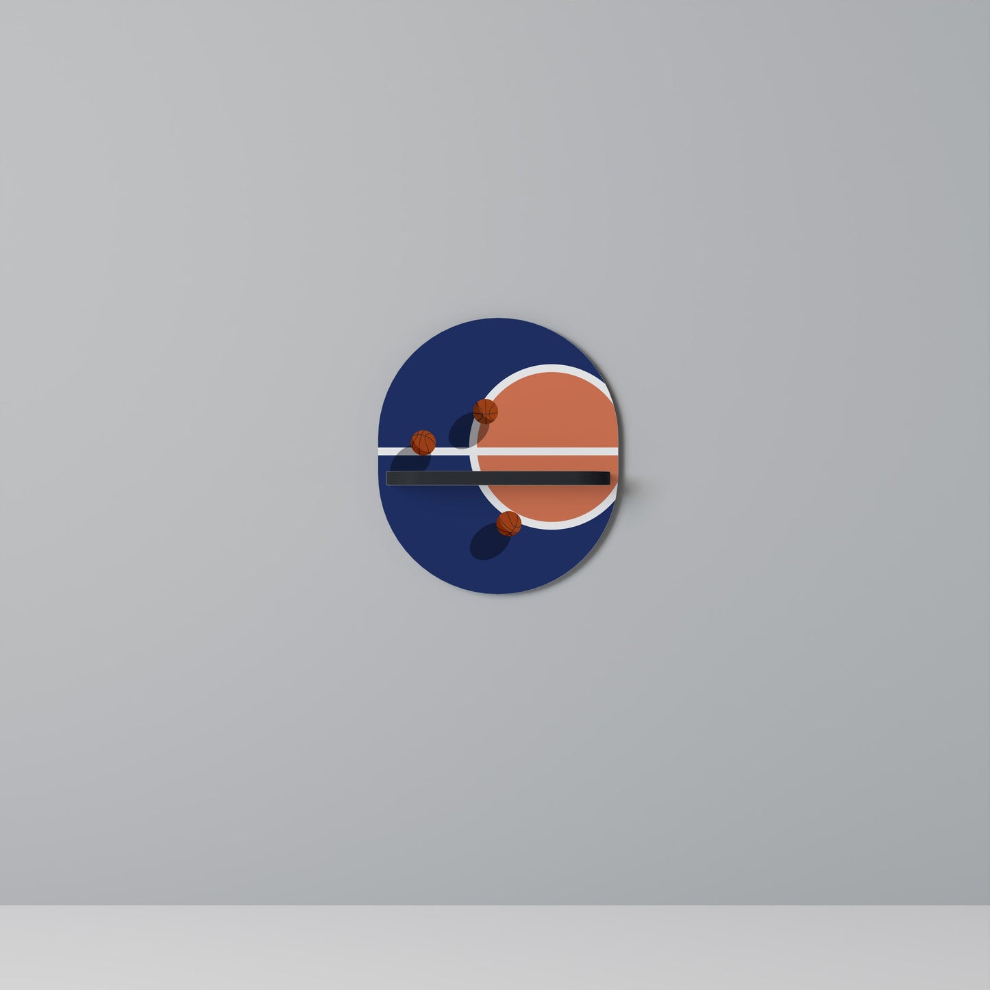 BASKETBALL CHALLENGE Oval Art Shelf In Black Finish