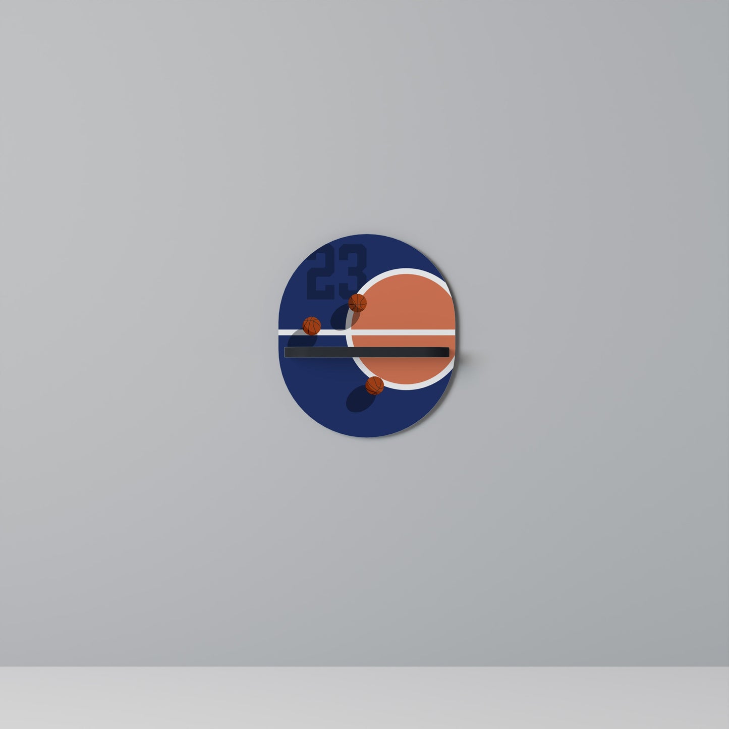 FAMOUS NUMBER 23 Oval Art Shelf In Black Finish