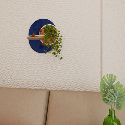 FAMOUS NUMBER 23 Oval Art Shelf In Oak Effect