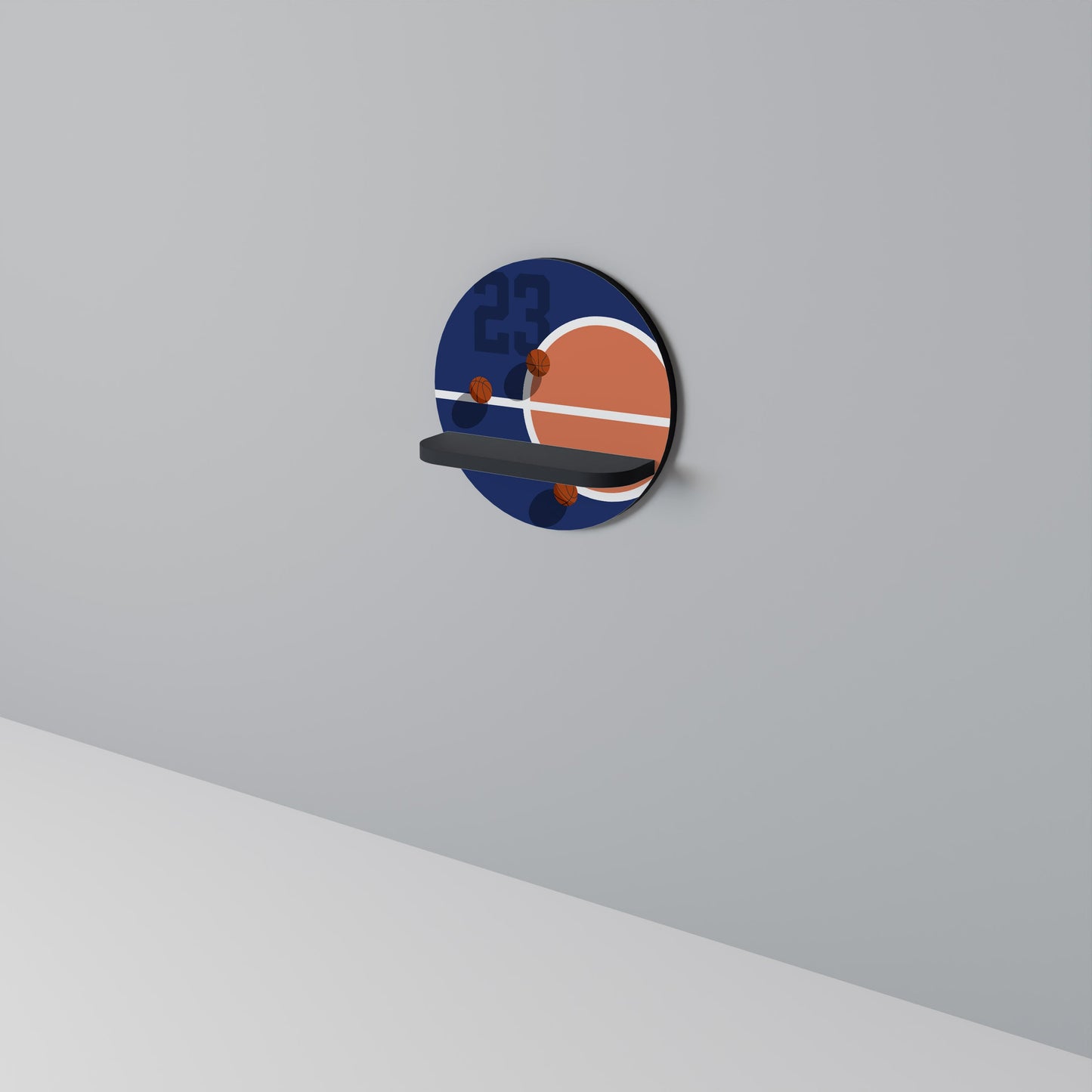 FAMOUS NUMBER 23 Round Art Shelf In Black Finish