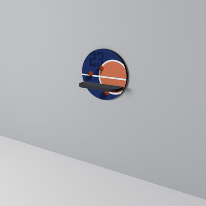 FAMOUS NUMBER 23 Round Art Shelf In Black Finish