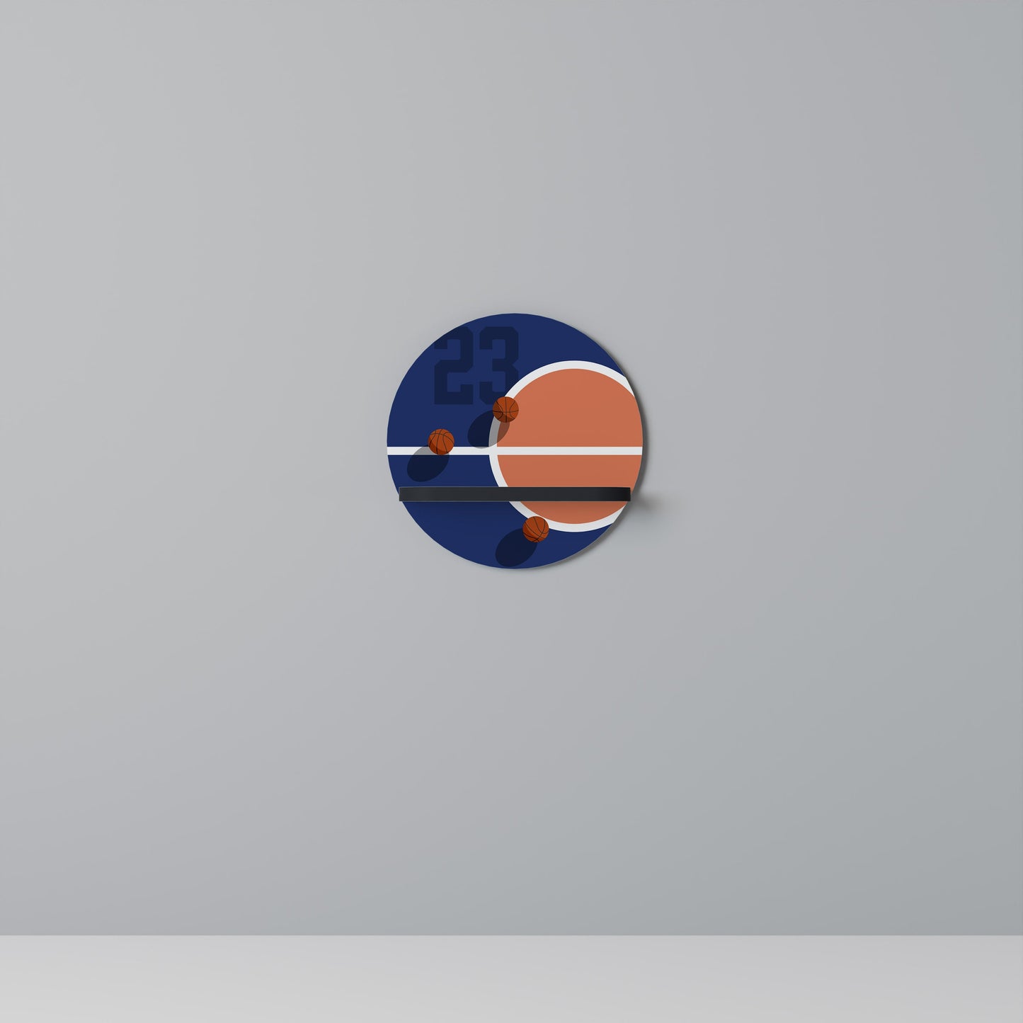 FAMOUS NUMBER 23 Round Art Shelf In Black Finish