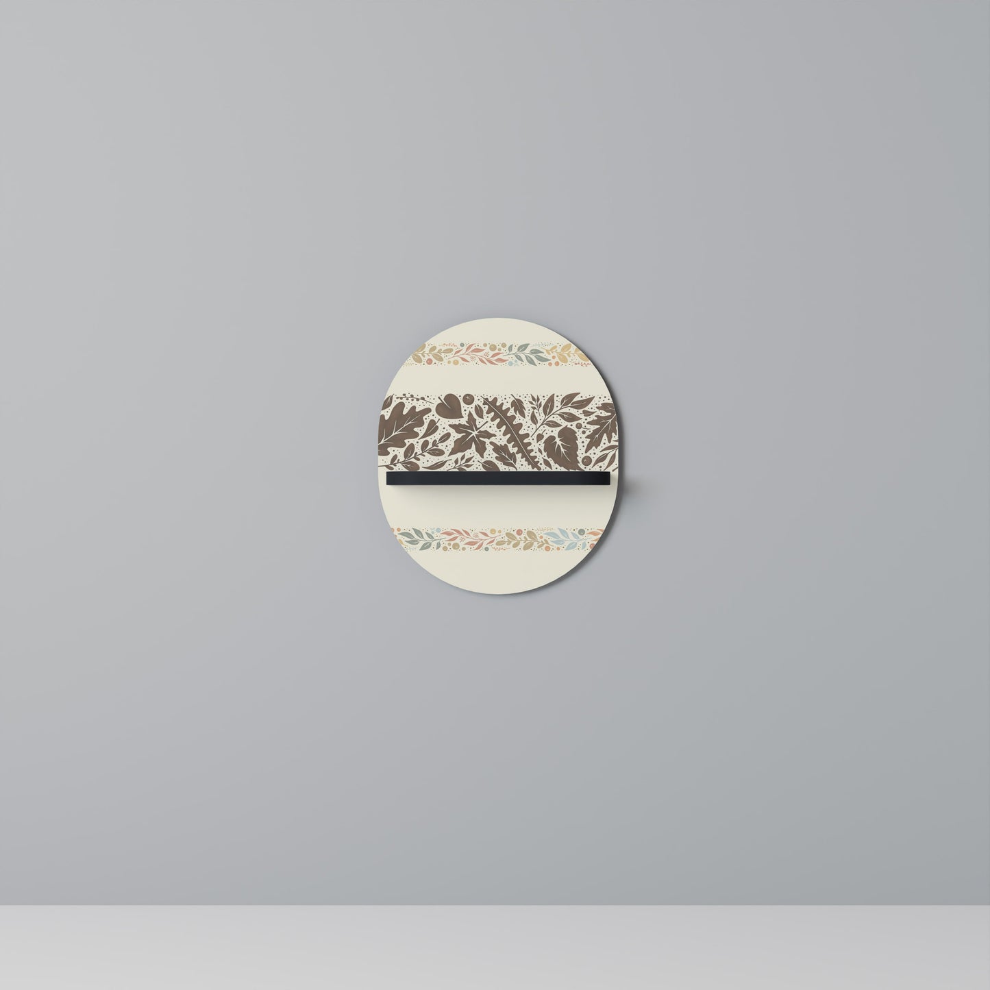 FOLIAGE ROWS Oval Art Shelf In Black Finish