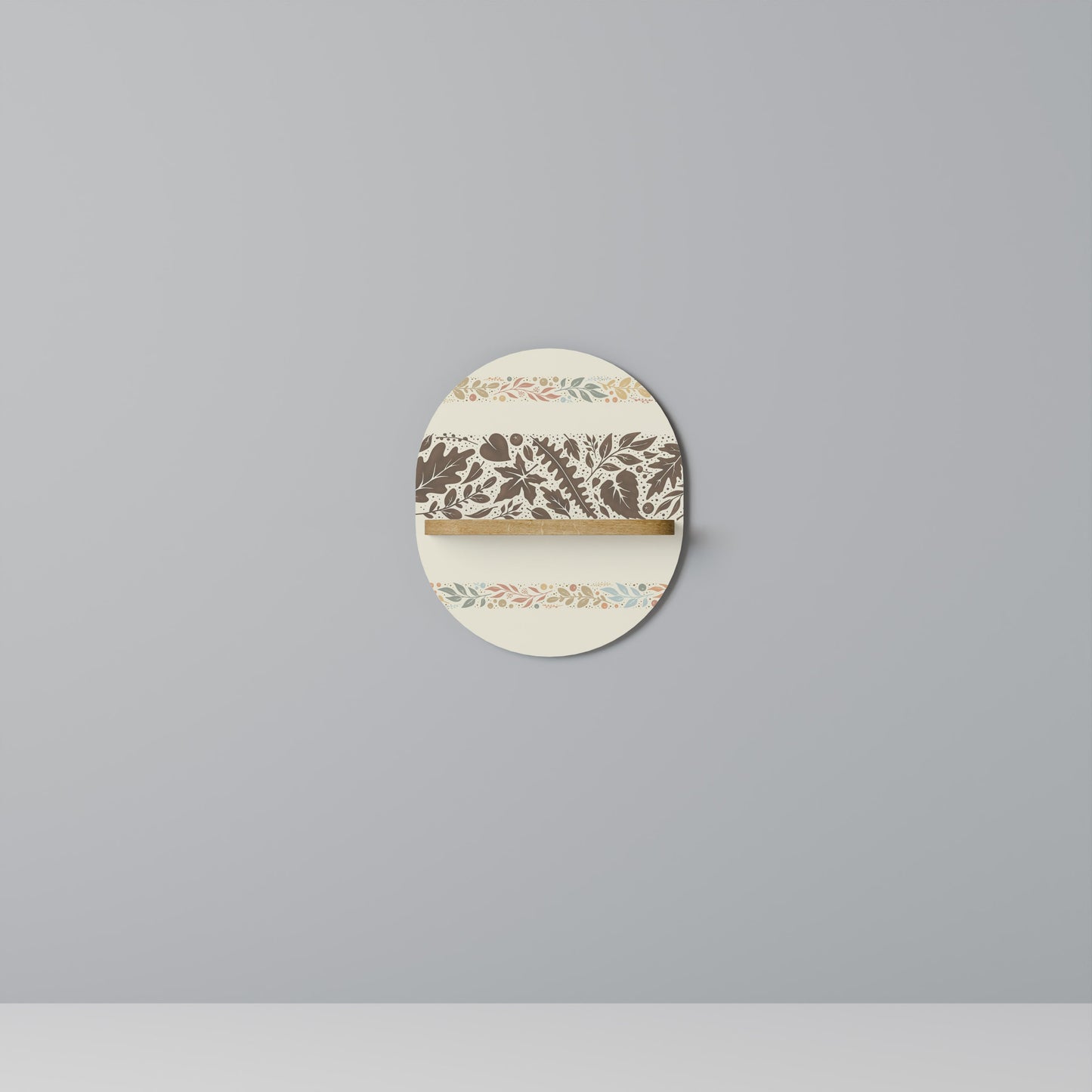 FOLIAGE ROWS Oval Art Shelf In Oak Effect