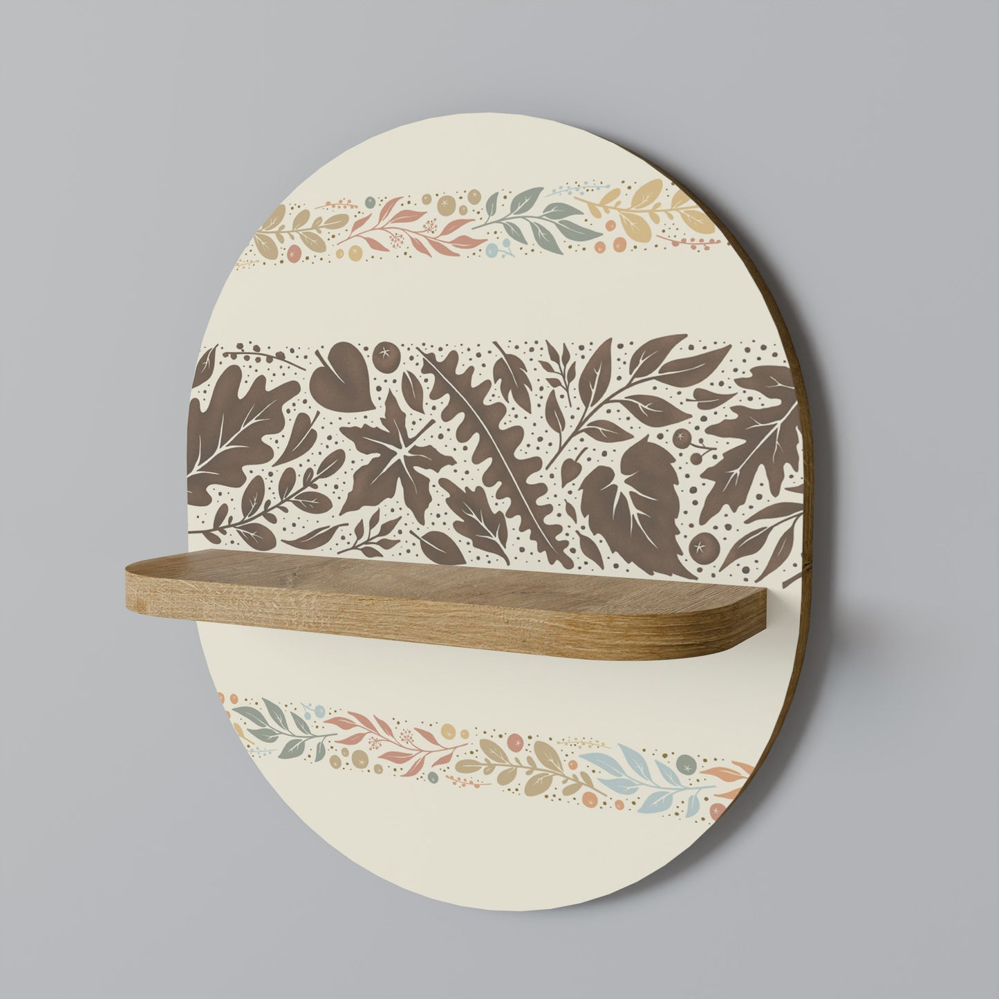 FOLIAGE ROWS Oval Art Shelf In Oak Effect