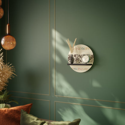 FOLIAGE ROWS Round Art Shelf In Black Finish