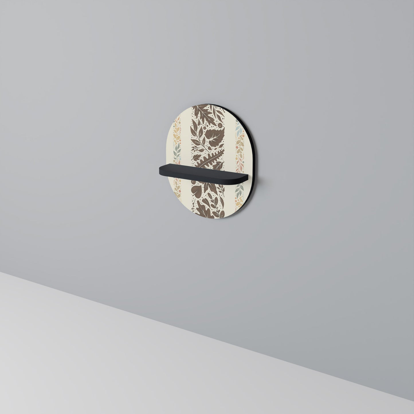 FOLIAGE TALES Oval Art Shelf In Black Finish