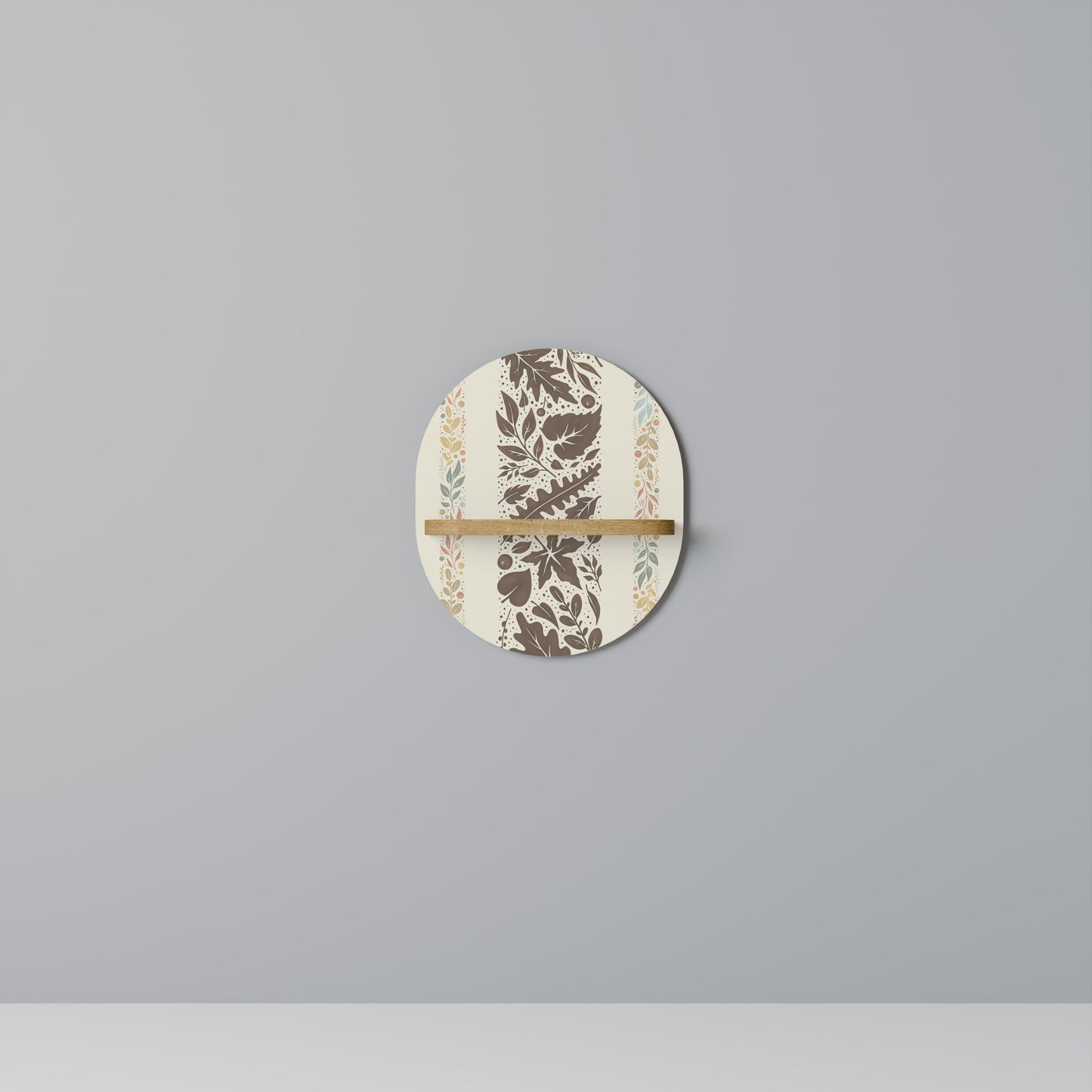 FOLIAGE TALES Oval Art Shelf In Oak Effect