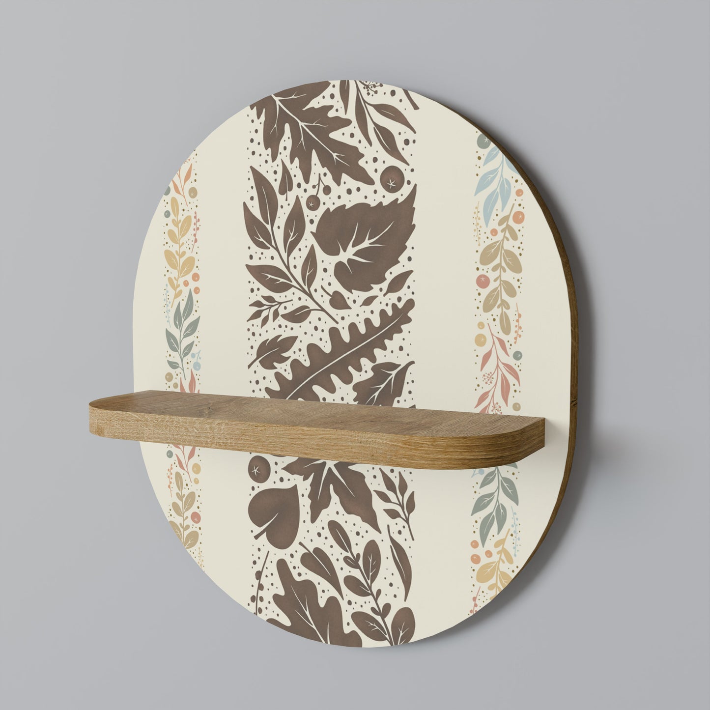 FOLIAGE TALES Oval Art Shelf In Oak Effect